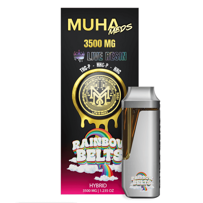 Muha Meds - Live Resin - Disposable - Rainbow Belts - 3.5G - Burning Daily