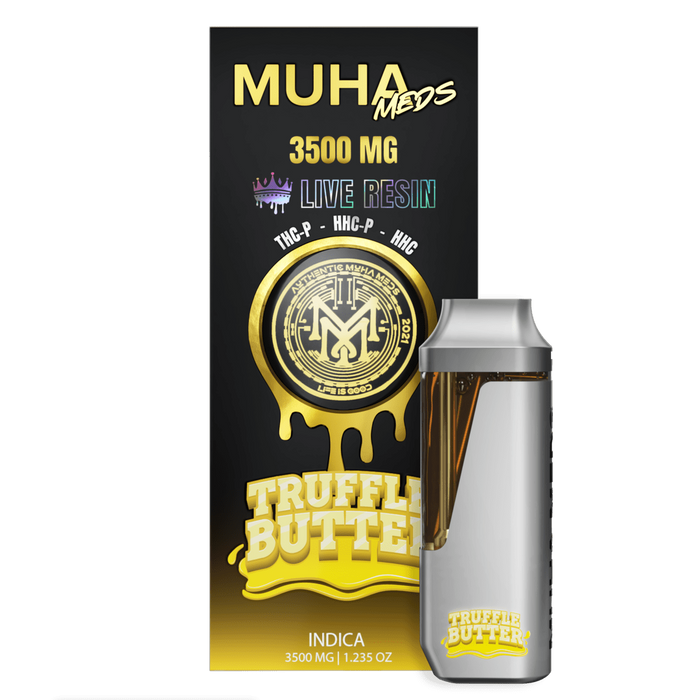Muha Meds - Live Resin - Disposable - Truffle Butter - 3.5G - Burning Daily