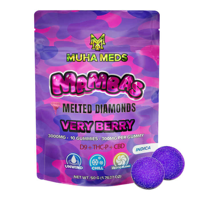 Muha Meds - Melted Diamond - Mambas - Gummies - Very Berry - 3000MG - Burning Daily