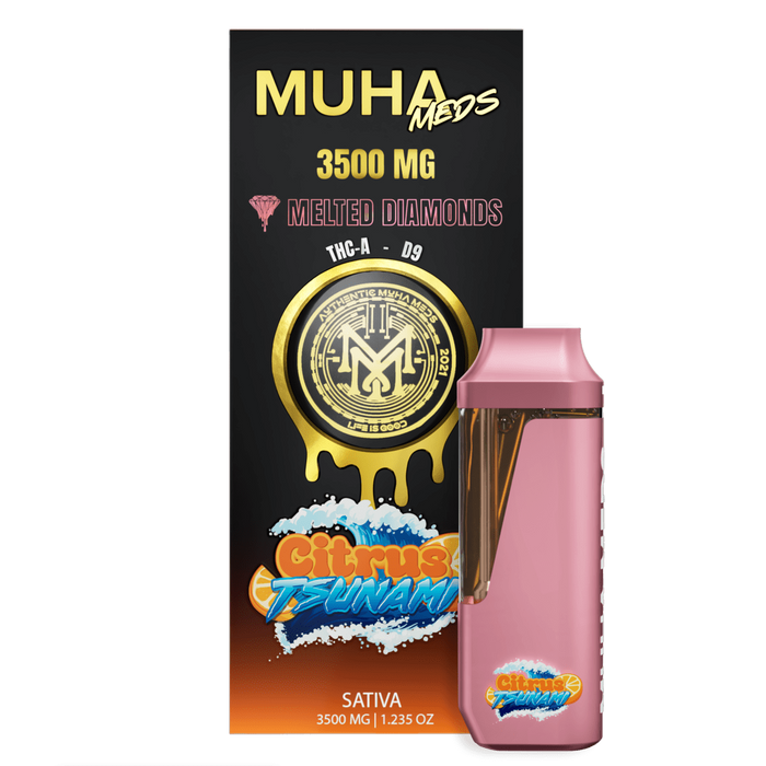 Muha Meds - Melted Diamonds - Disposable - Citrus Tsunami - 3.5G - Burning Daily
