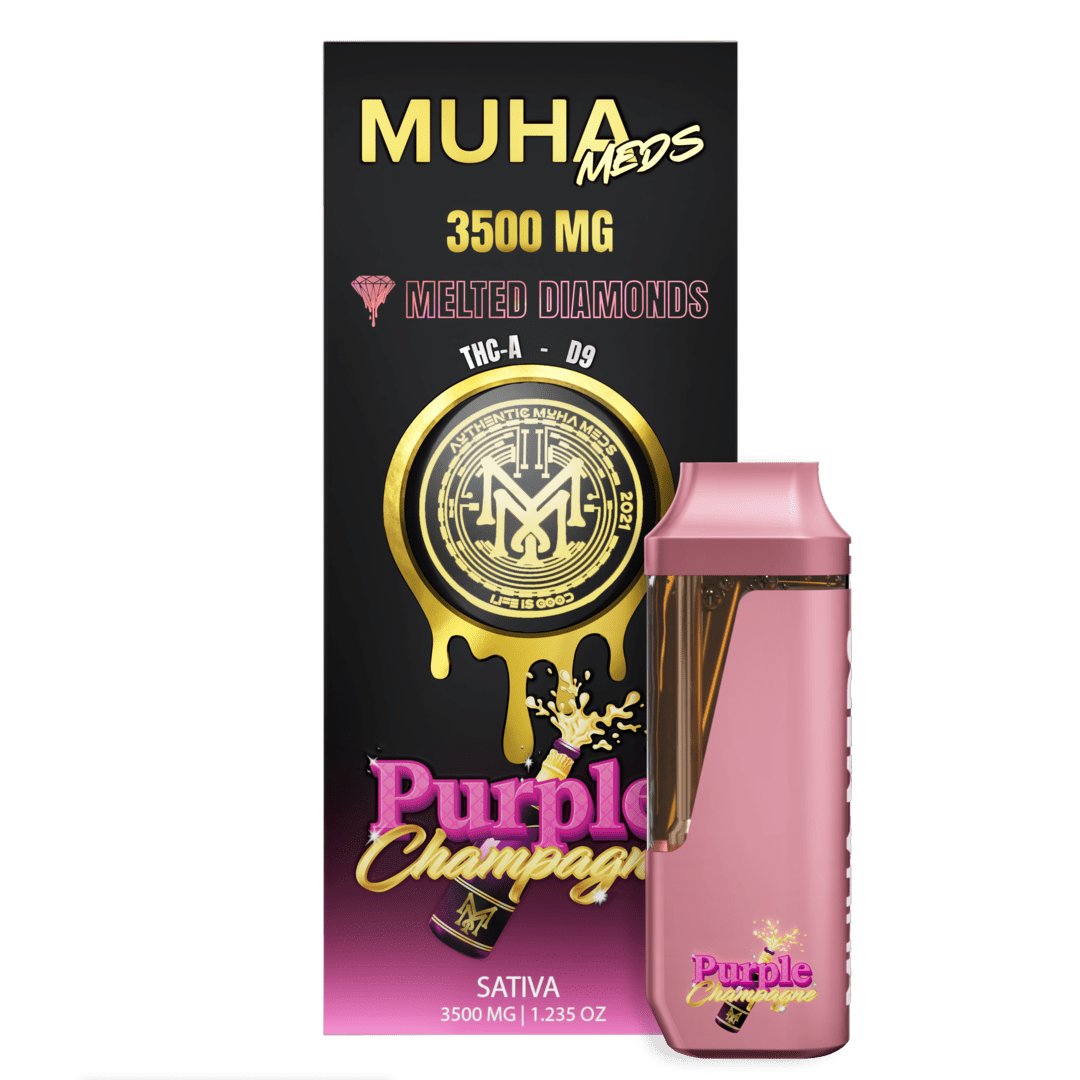 Muha Meds - Melted Diamonds - Disposable - Purple Champagne - 3.5G - Burning Daily