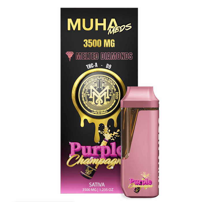 Muha Meds - Melted Diamonds - Disposable - Purple Champagne - 3.5G - Burning Daily