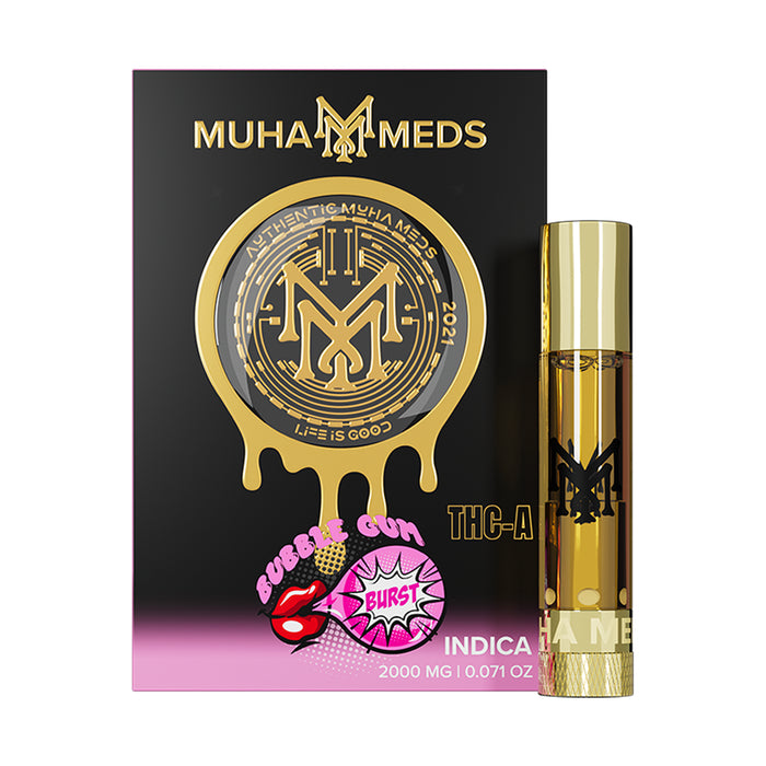 Muha Meds - THCA - 510 Cartridge - Bubble Gum Burst - 2G - Burning Daily