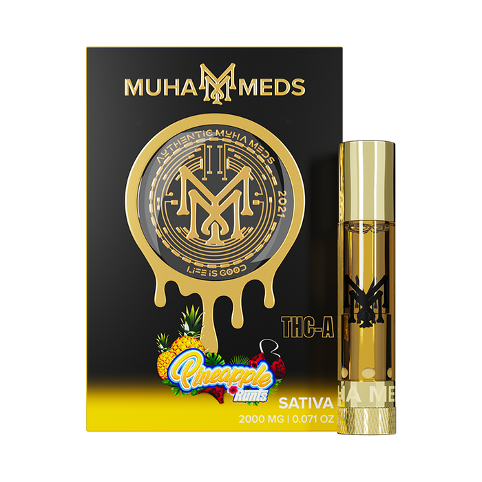 Muha Meds - THCA - 510 Cartridge - Pineapple Runts - 2G - Burning Daily