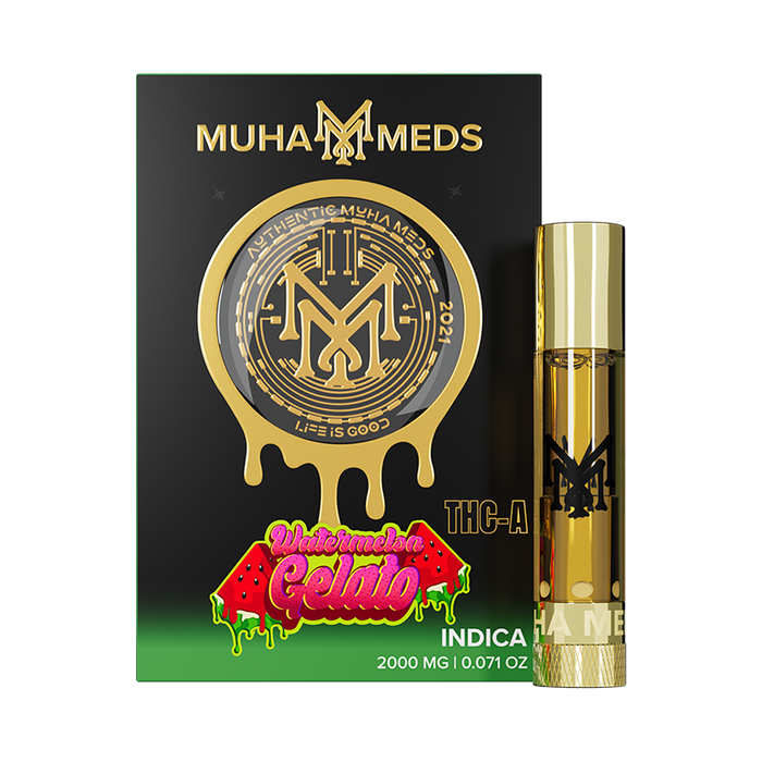 Muha Meds - THCA - 510 Cartridge - Watermelon Gelato - 2G - Burning Daily