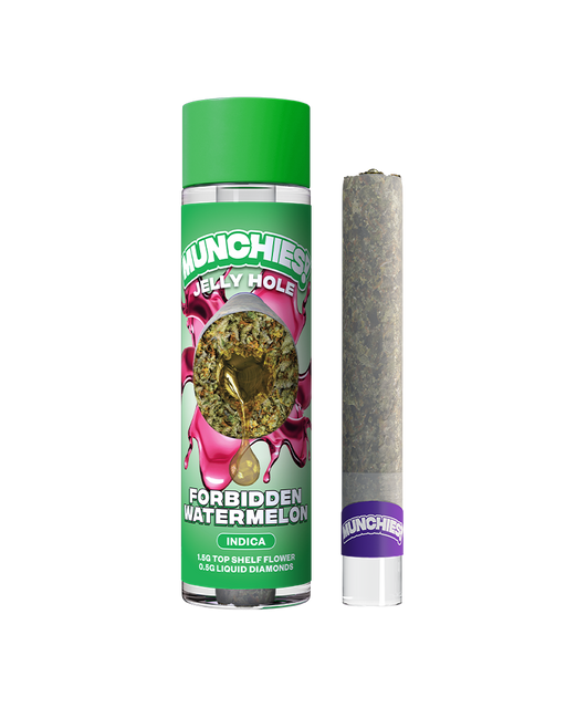 Munchies - THCA - Jelly Holes - Preroll - Forbidden Watermelon - 2G - Burning Daily