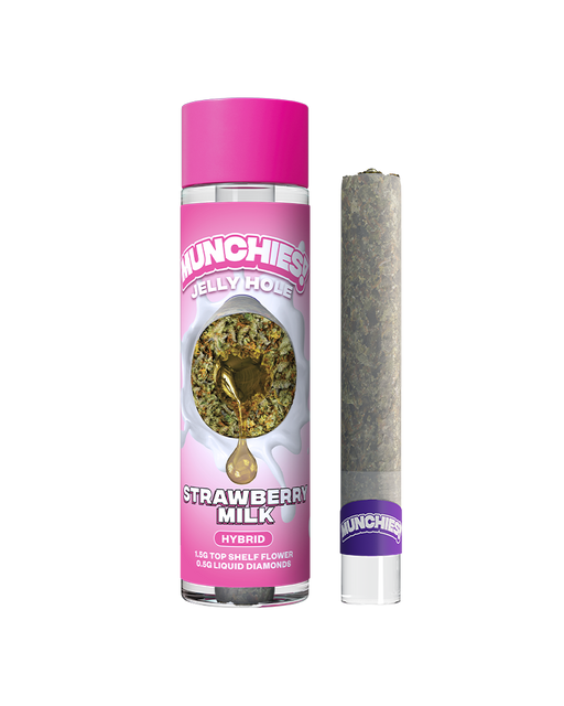 Munchies - THCA - Jelly Holes - Preroll - Strawberry Milk - 2G - Burning Daily