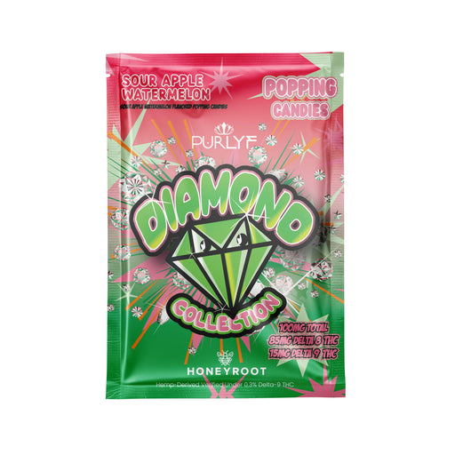 Purlyf - Diamond - Delta 8 - Delta 9 - Popping Candies - Sour Apple Watermelon - 100MG - Burning Daily