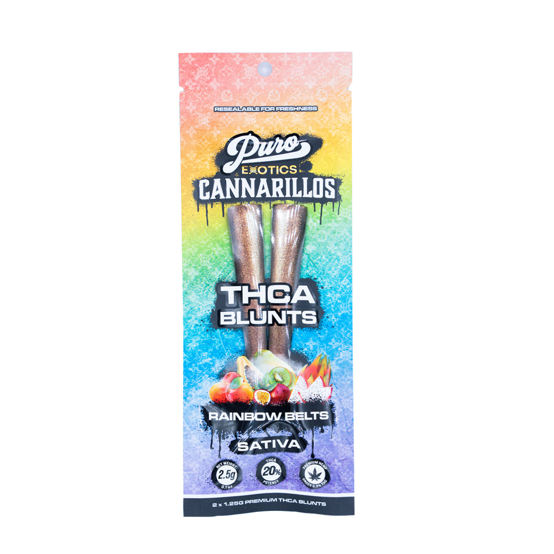 Puro Exotics - Cannarillos - THCA - Blunt - Rainbow Belts - 2.5G - Burning Daily