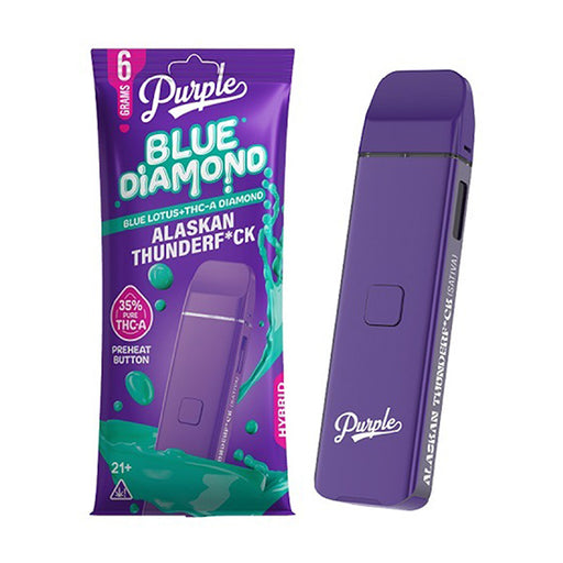 Purple - Blue Diamond - THCA - Blue Lotus - Disposable - Alaskan Thunderf*ck - 6G - Burning Daily