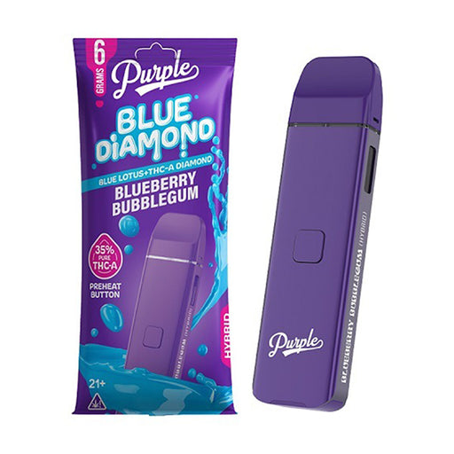 Purple - Blue Diamond - THCA - Blue Lotus - Disposable -Blueberry Bubblegum - 6G - Burning Daily