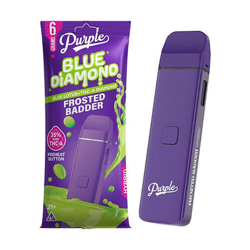Purple - Blue Diamond - THCA - Blue Lotus - Disposable - Frosted Badder - 6G - Burning Daily