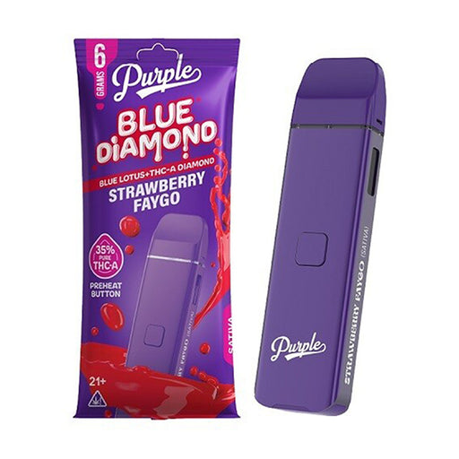 Purple - Blue Diamond - THCA - Blue Lotus - Disposable - Strawberry Faygo - 6G - Burning Daily