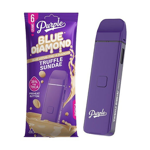 Purple - Blue Diamond - THCA - Blue Lotus - Disposable - Truffle Sundae - 6G - Burning Daily