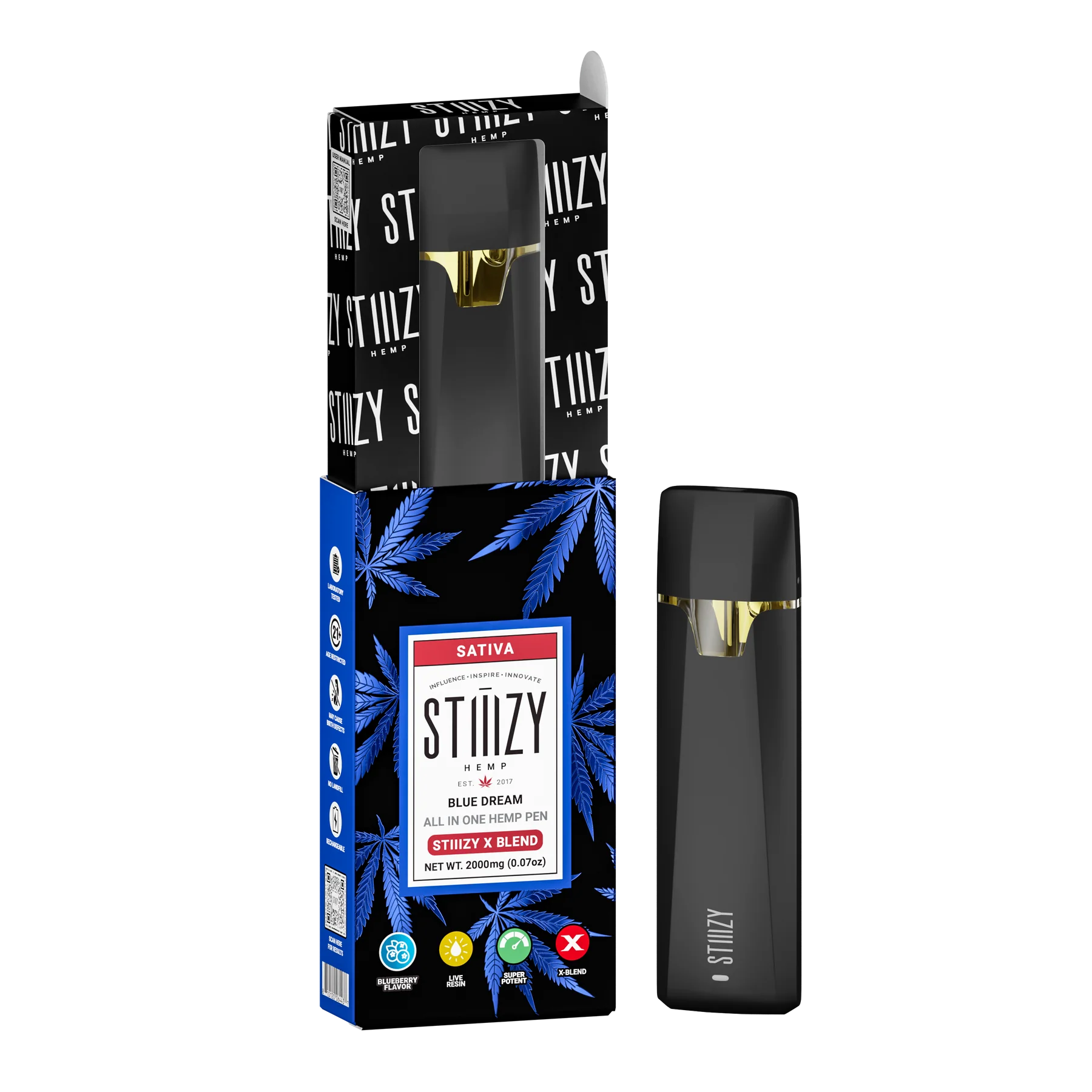 STIIIZY Hemp - X Blend - Disposable - Blue Dream - 2G - Burning Daily