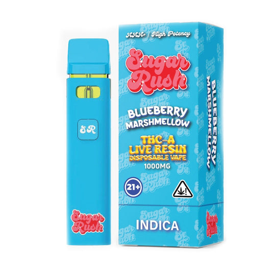 Sugar Rush - THCA - Live Resin - Disposable - Blueberry Marshmellow - 1G - Burning Daily