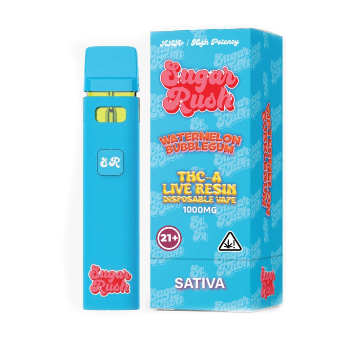 Sugar Rush - THCA - Live Resin - Disposable - Watermelon Bubblegum - 1G - Burning Daily