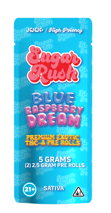 Sugar Rush - THCA - Preroll - Blue Raspberry Dream - 5G - Burning Daily