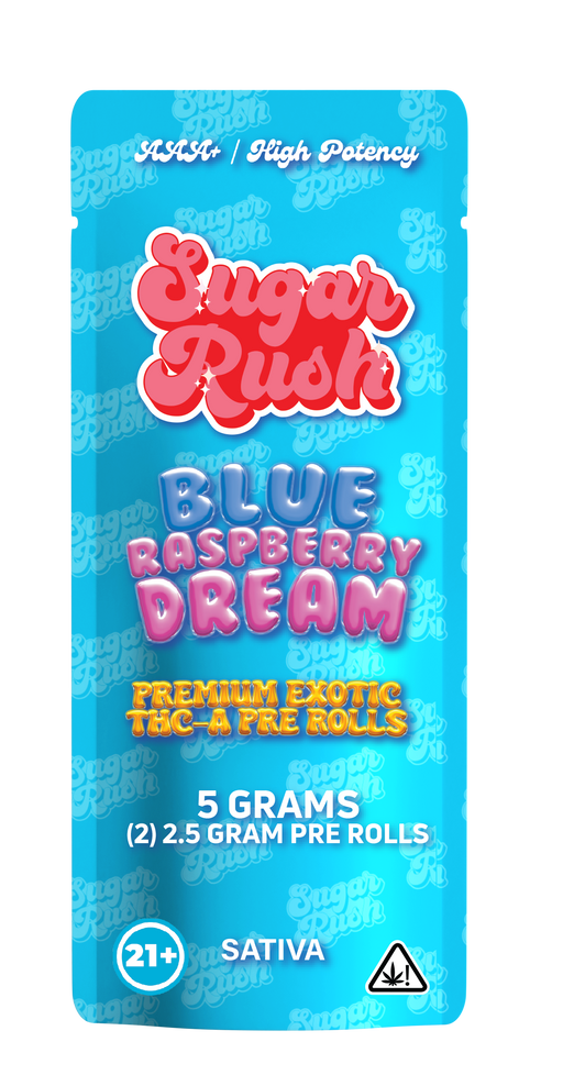 Sugar Rush - THCA - Preroll - Blue Raspberry Dream - 5G - Burning Daily