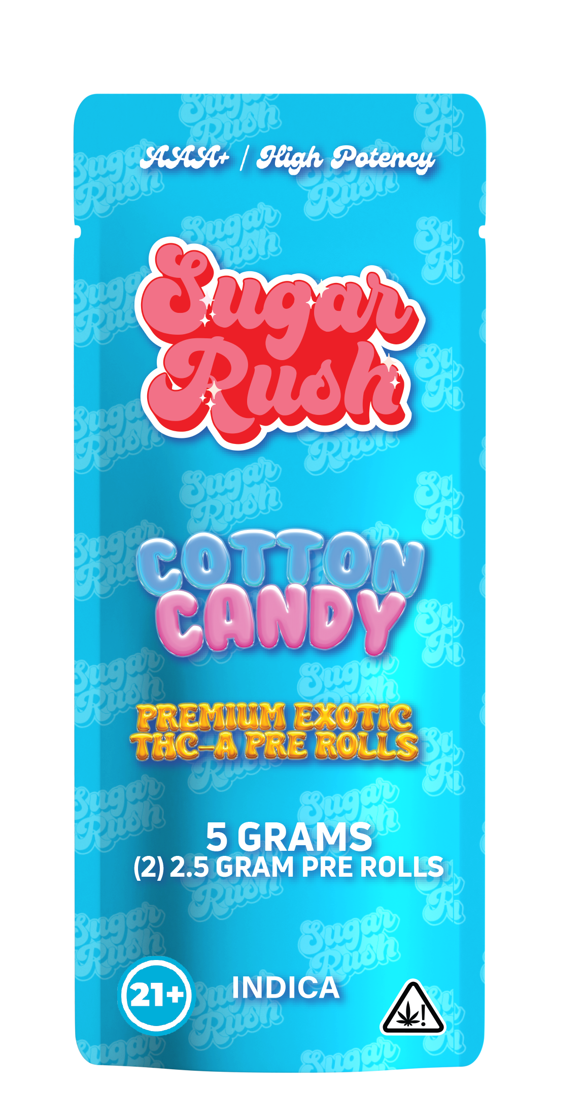 Sugar Rush - THCA - Preroll - Cotton Candy - 5G - Burning Daily