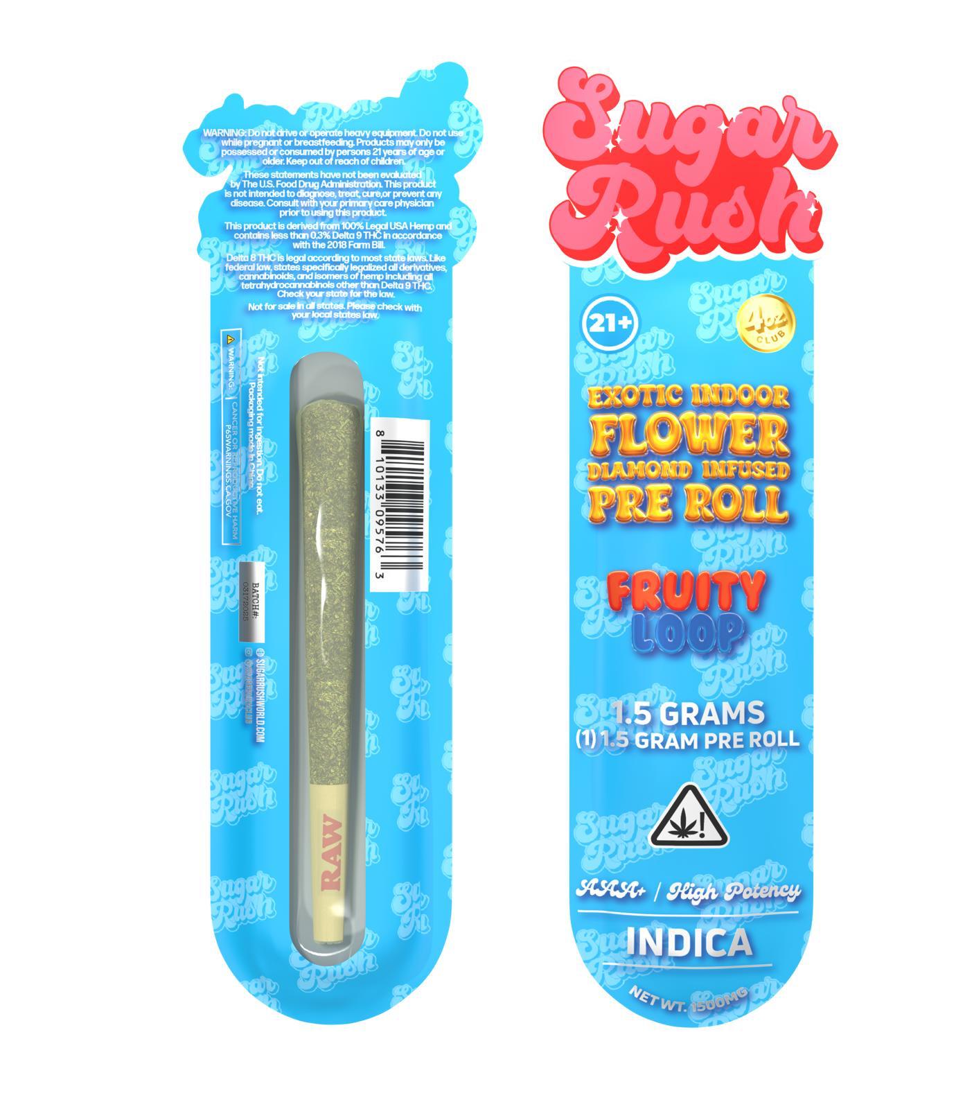 Sugar Rush - THCA - Preroll - Fruity Loop - 1.5G - Burning Daily