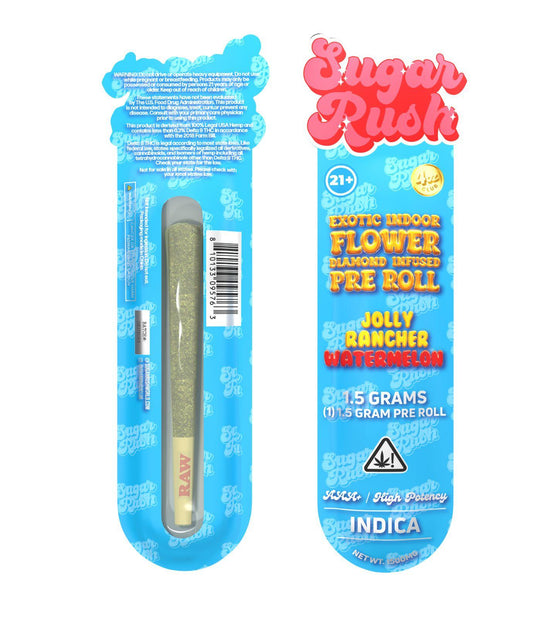 Sugar Rush - THCA - Preroll - Jolly Rancher Watermelon - 1.5G - Burning Daily