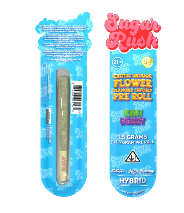 Sugar Rush - THCA - Preroll - Kiwi Berry - 1.5G - Burning Daily