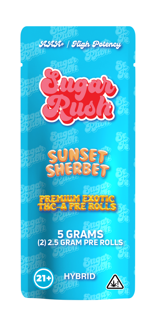 Sugar Rush - THCA - Preroll - Sunset Sherbet - 5G - Burning Daily