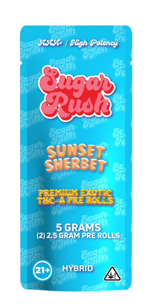 Sugar Rush - THCA - Preroll - Sunset Sherbet - 5G - Burning Daily