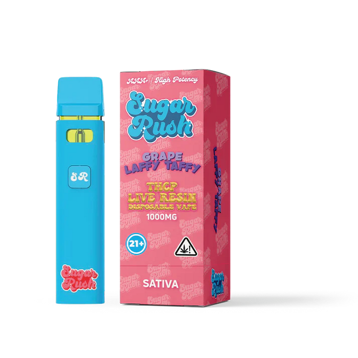 Sugar Rush - THCP - Live Resin - Disposable - Grape Laffy Taffy - 1G - Burning Daily