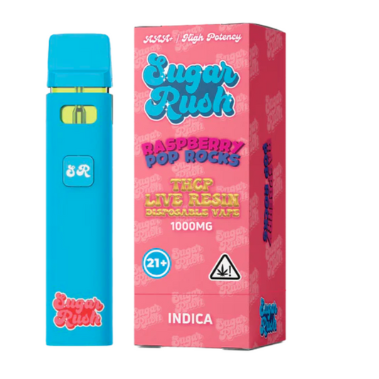 Sugar Rush - THCP - Live Resin - Disposable - Raspberry Pop Rocks - 1G - Burning Daily