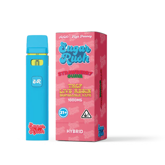 Sugar Rush - THCP - Live Resin - Disposable - Strawberry Guava - 1G - Burning Daily