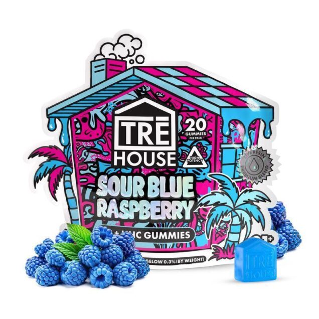 Tre House - Delta 9 - HHC - Gummies - Sour Blue Raspberry - 400MG - Burning Daily