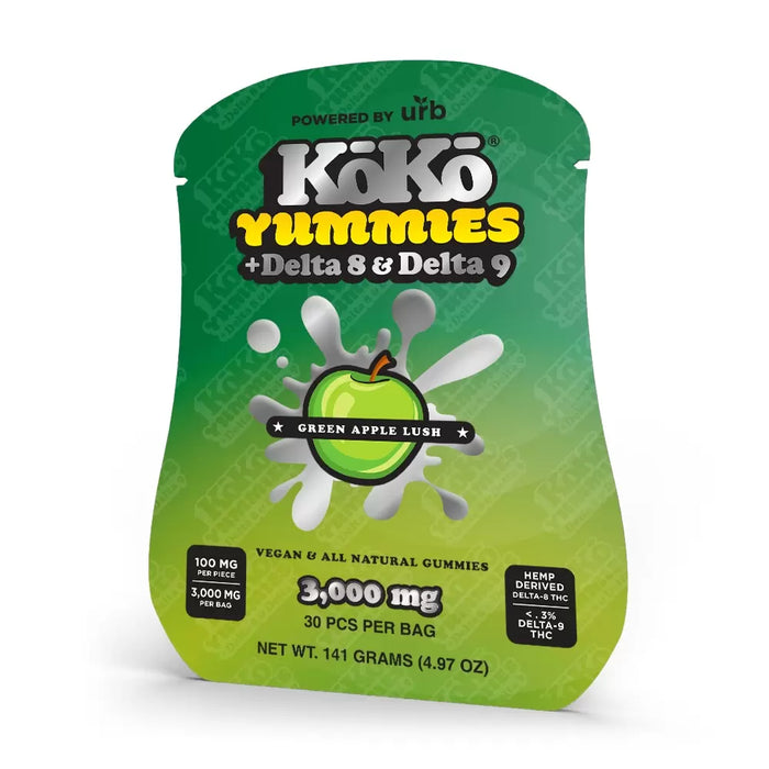 Urb Koko Yummies - Delta 8 - Delta 9 - Gummies - Green Apple Lush - 3000MG