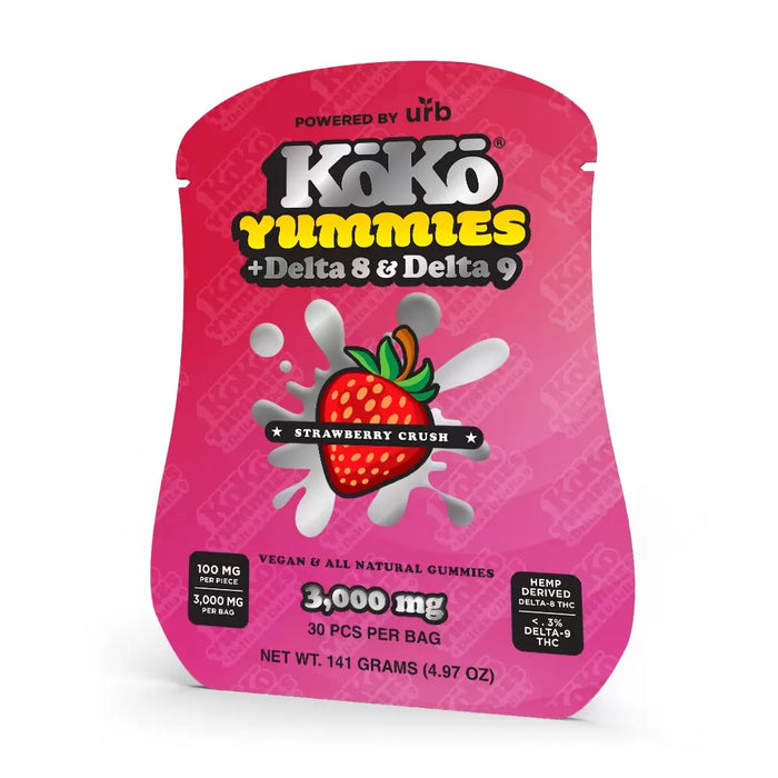 Urb Koko Yummies - Delta 8 - Delta 9 - Gummies - Strawberry Crush - 3000MG