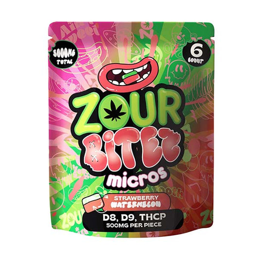 Zour Bites - Delta 8 - Delta 9 - THCP - Micro - Gummies - Strawberry Watermelon - 3000MG