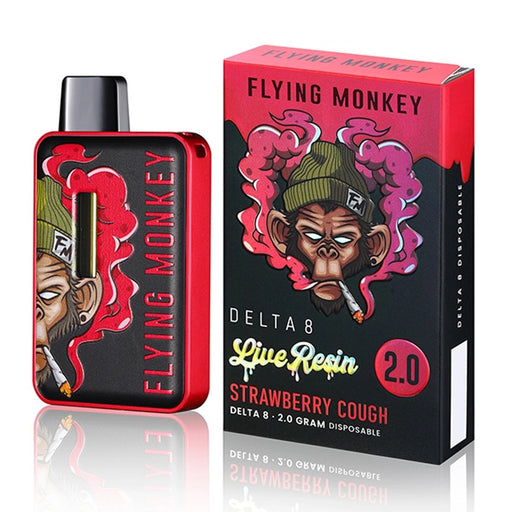 Flying Monkey - Live Resin - Delta 8 - Disposable - Strawberry Cough - 2G - Burning Daily