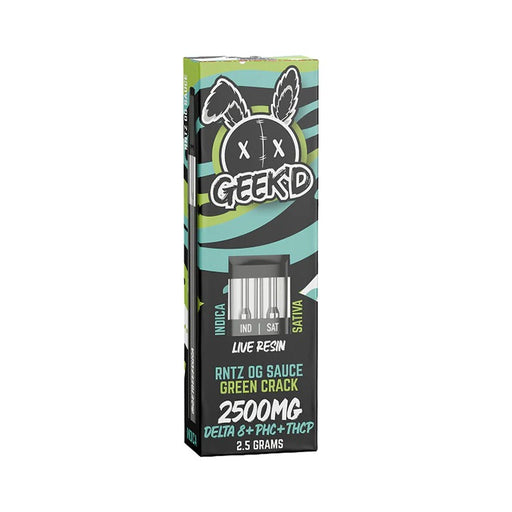 GEEK'D - Delta 8 - THCP - PHC - Disposable - Rntz OG Sauce & Green Crack - 2.5G - Burning Daily