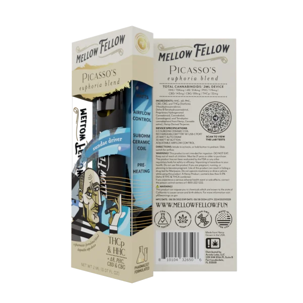 Mellow Fellow - Delta 8 - HHC - THCP - PHC - Disposable Vape - Sundae Driver - 2ML - Burning Daily