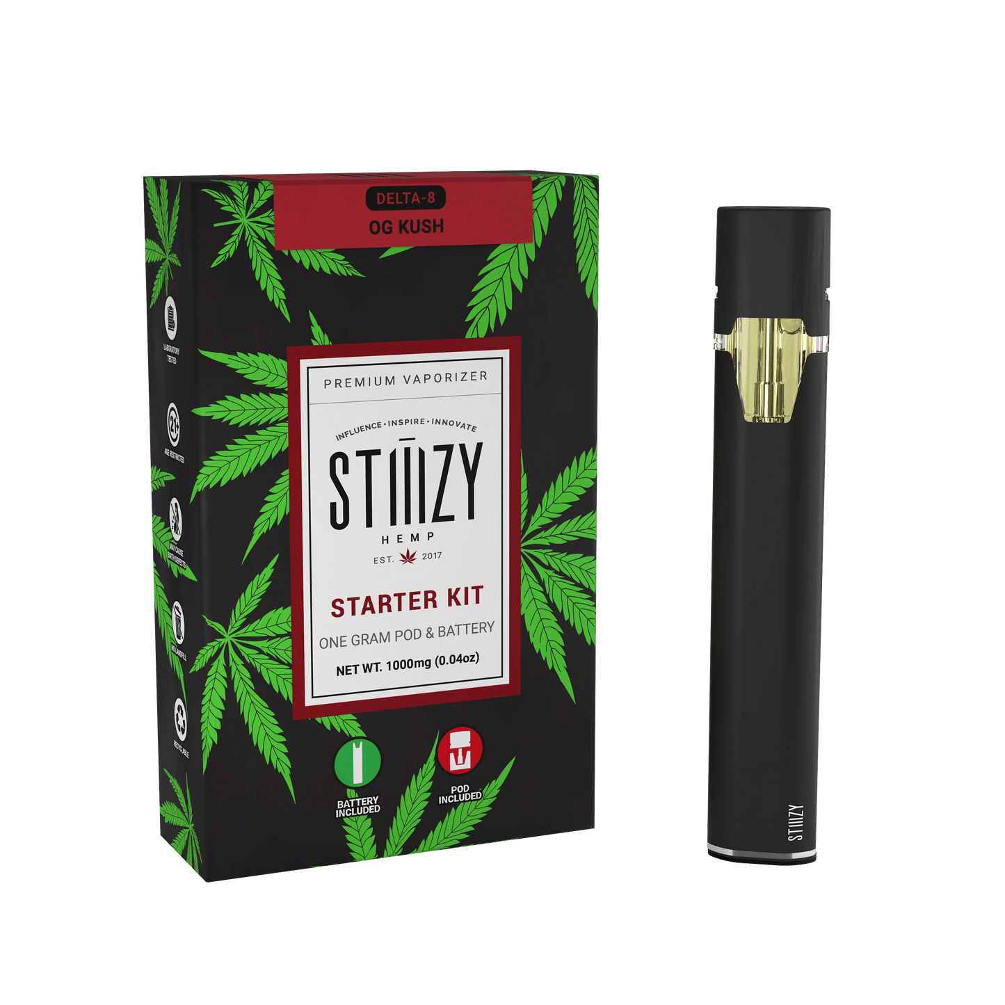 STIIIZY Hemp - Delta 8 - Starter Kit - Pod - OG Kush - 1G - Burning Daily