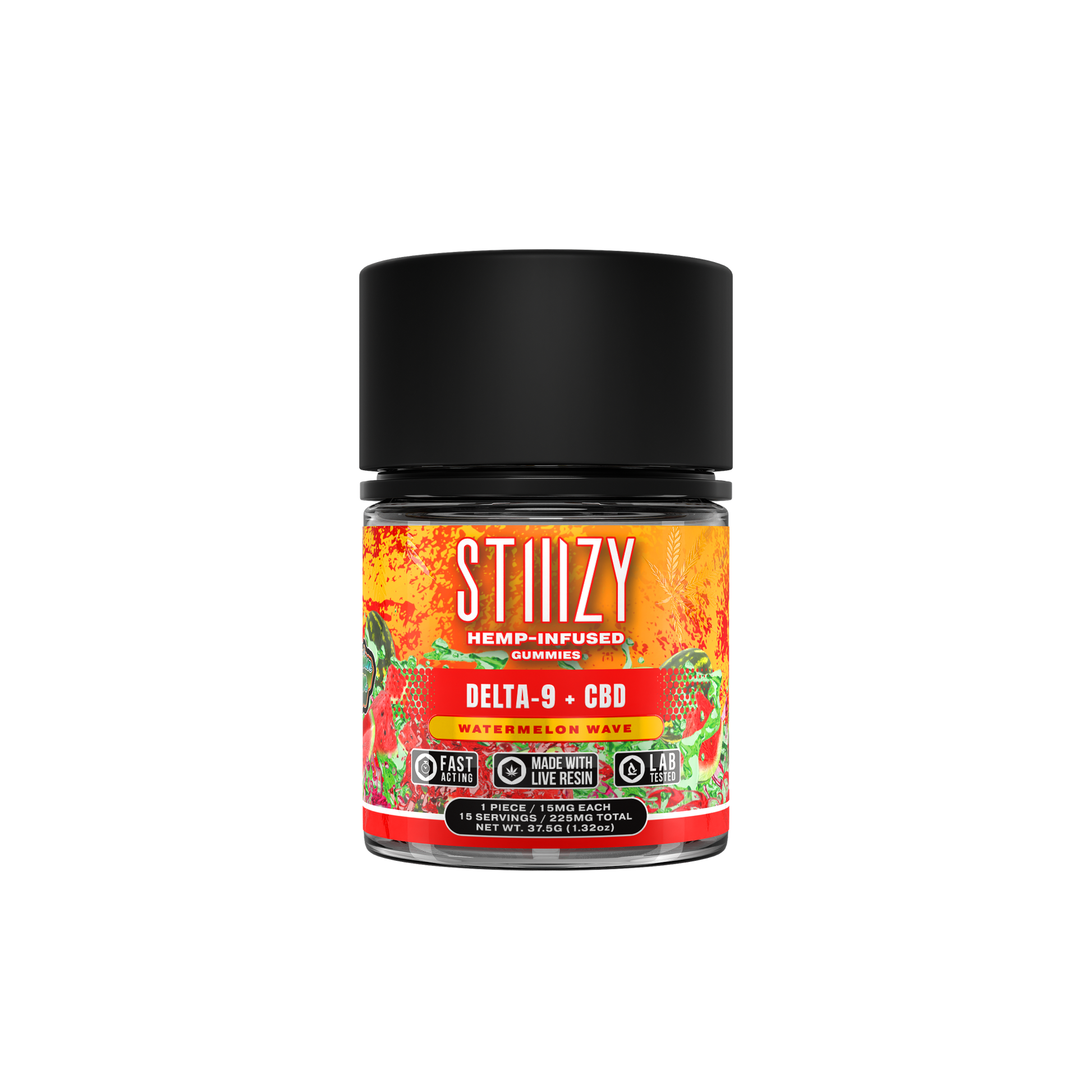 STIIIZY Hemp - Delta 9 - CBD - Edibles - Gummies - Watermelon Wave - 225MG - Burning Daily