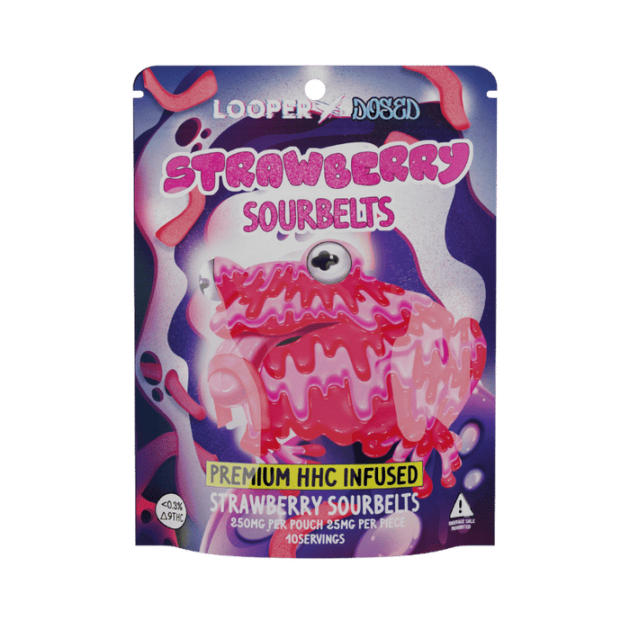 Looper - Dosed - HHC - Edibles - Strawberry Sour Belts - 250MG